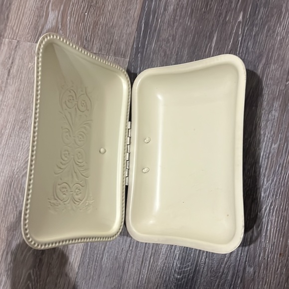 Vintage hand painted metal floral cream gold silent butler - Picture 6 of 9